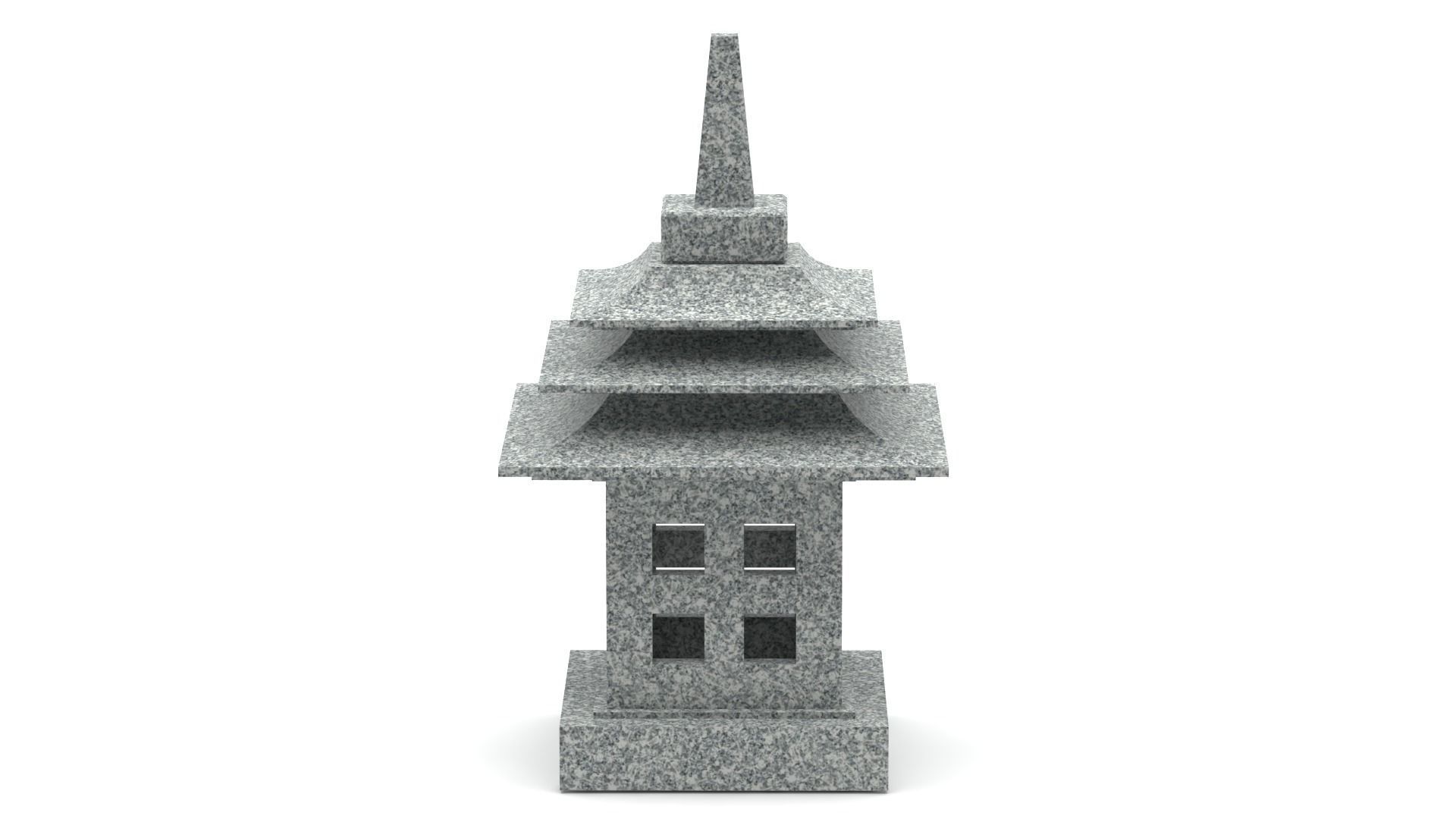 Japanese stone lantern 3D model_2