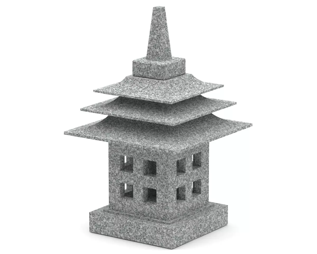 Japanese stone lantern 3D model_0