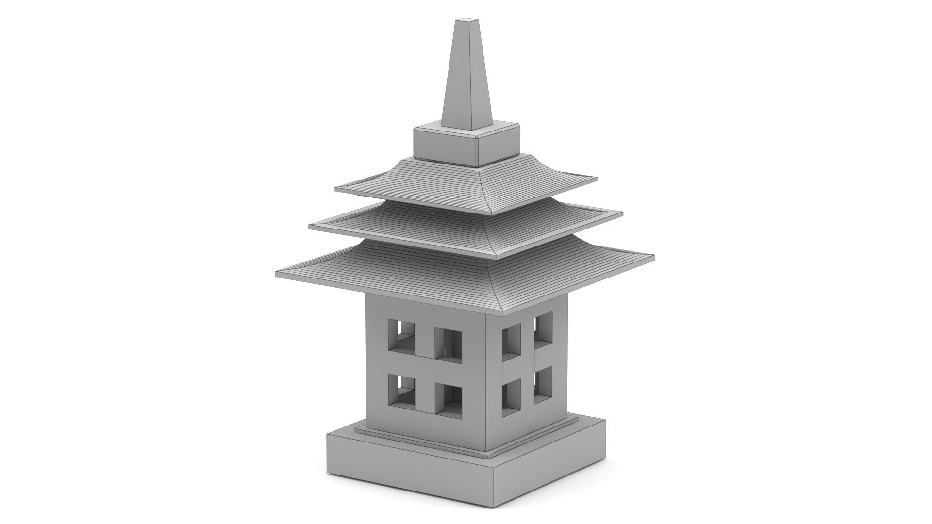 Japanese stone lantern 3D model_7