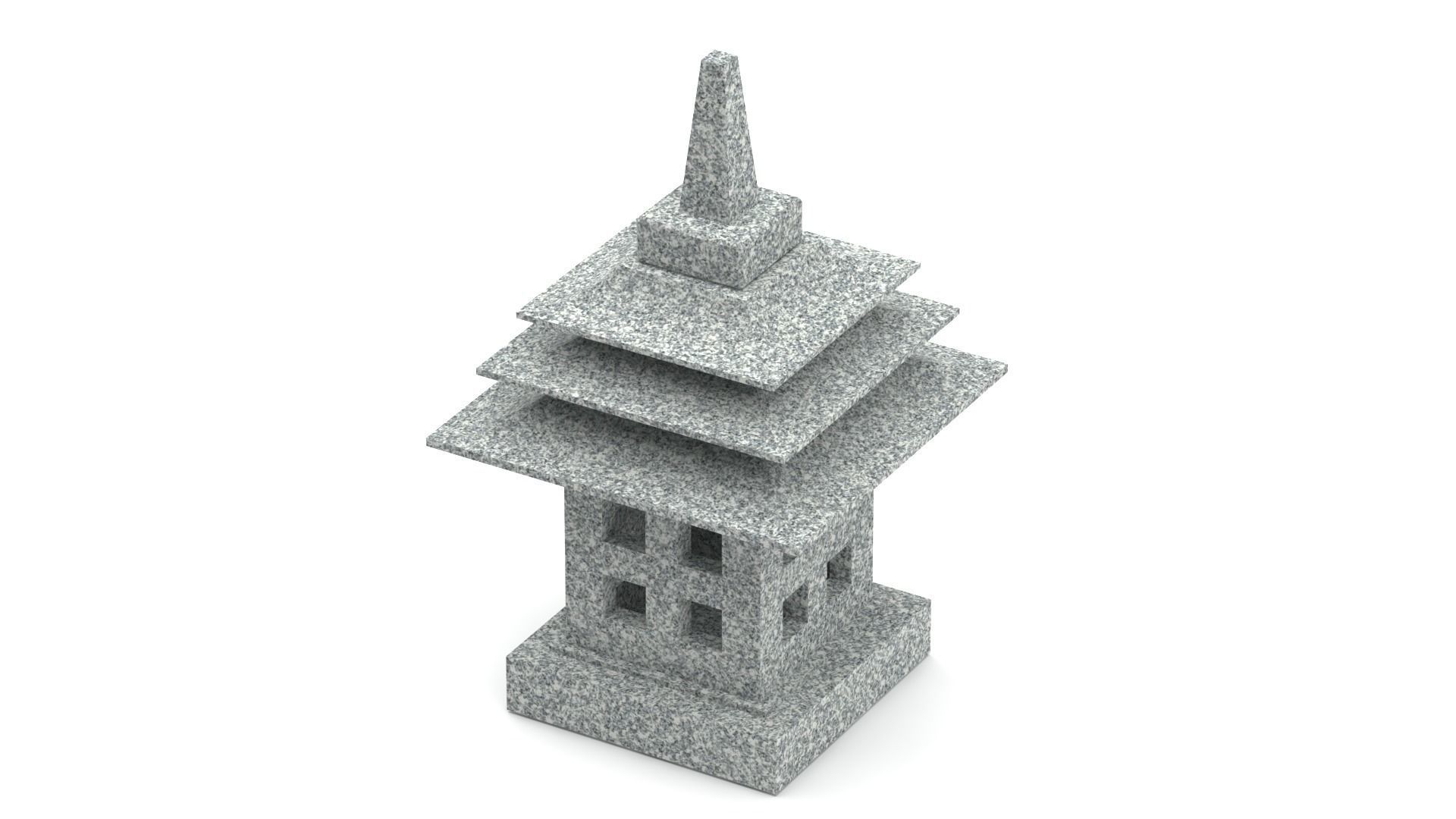 Japanese stone lantern 3D model_5