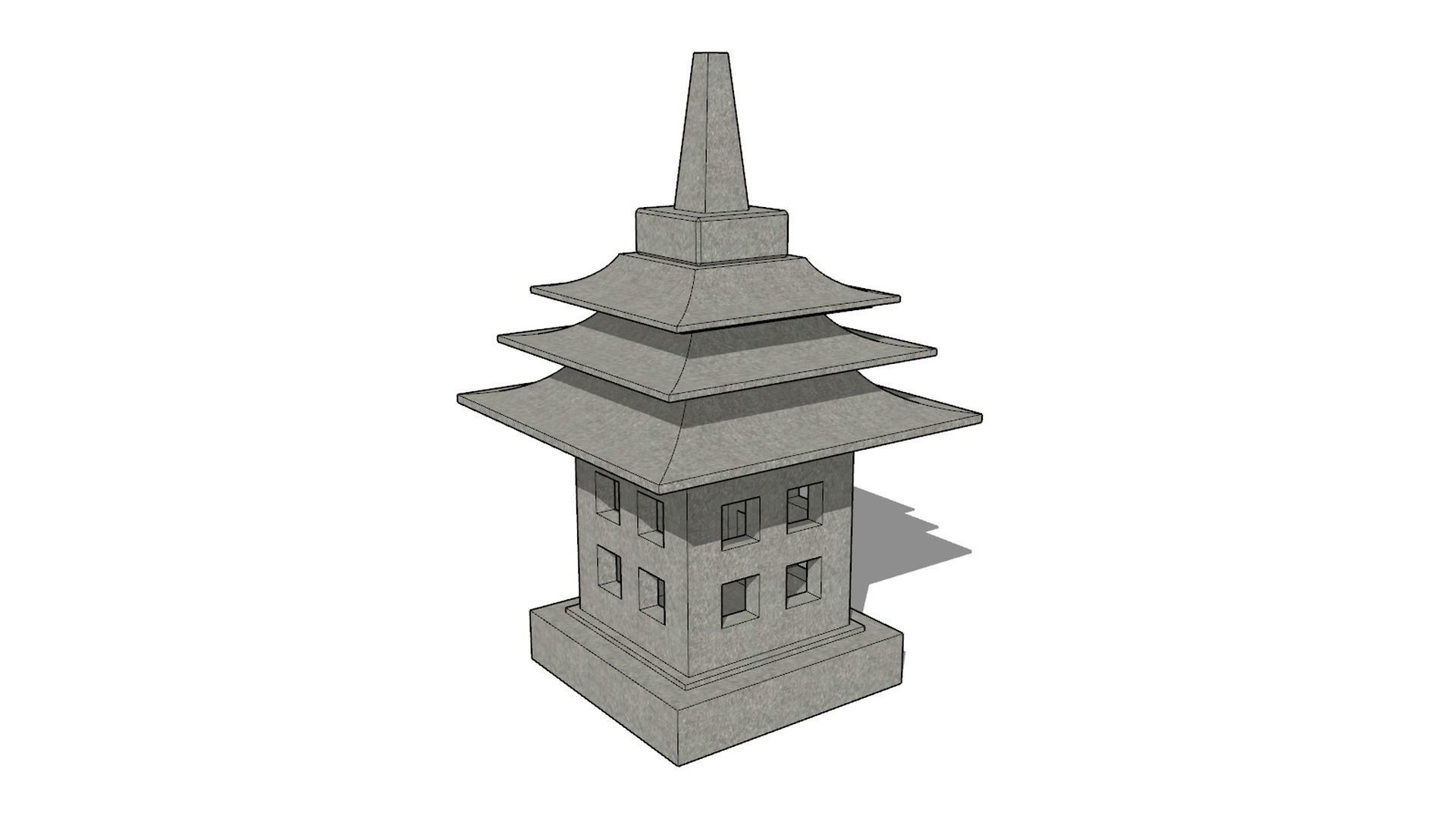 Japanese stone lantern 3D model_6