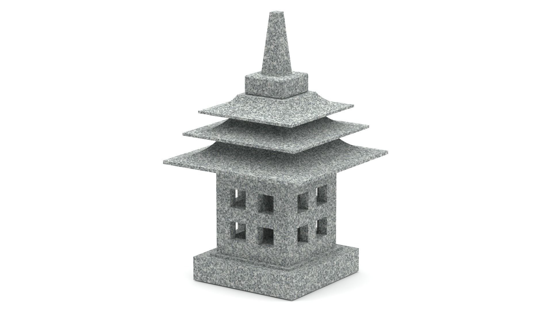 Japanese stone lantern 3D model_1