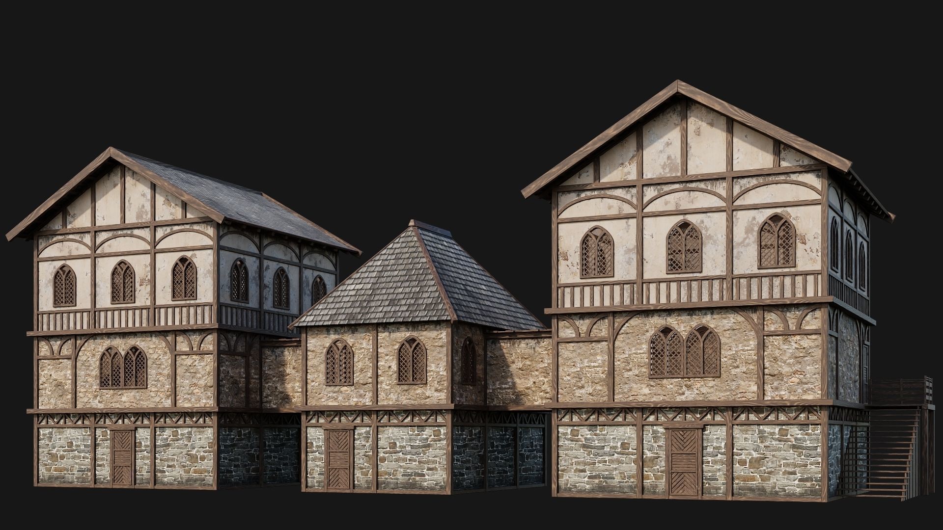 201-240 OLD MEDIEVAL HOUSES BUILDINGS PACK 4K Textures 3D Model Collection_28