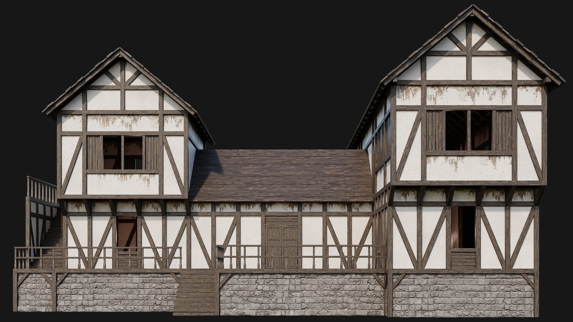 201-240 OLD MEDIEVAL HOUSES BUILDINGS PACK 4K Textures 3D Model Collection_21