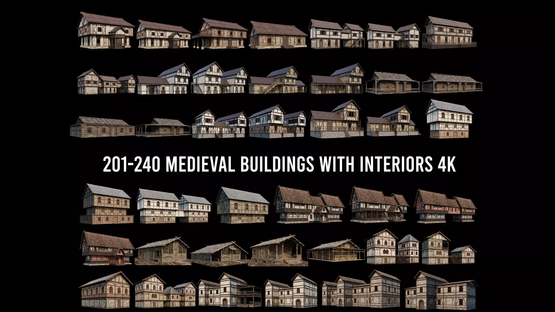201-240 OLD MEDIEVAL HOUSES BUILDINGS PACK 4K Textures 3D Model Collection_0