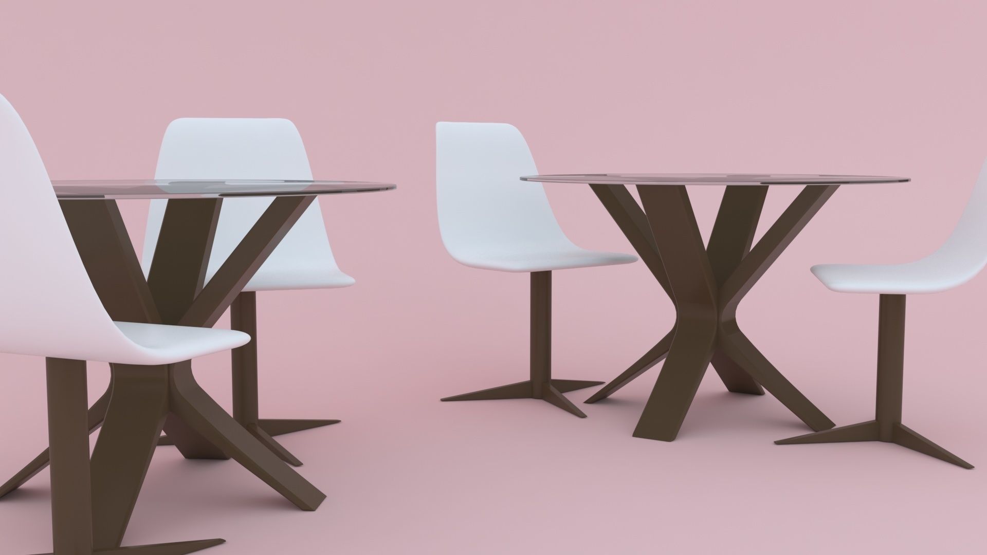 NEW MODERN 3D TABLE AND CHAIRS Low-poly 3D model_3