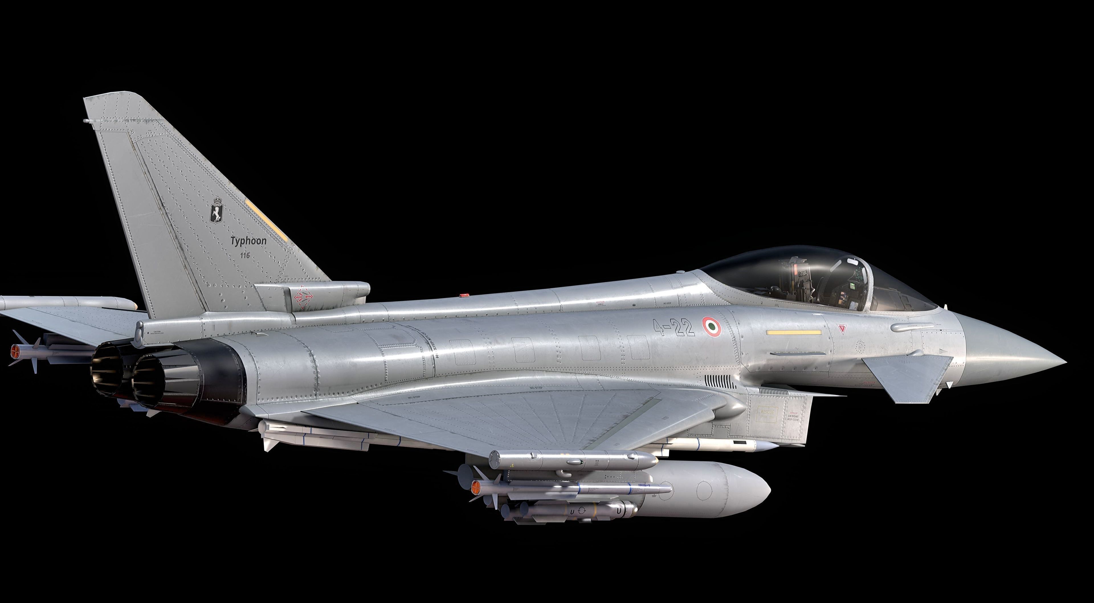 EuroFighter Typhoon Fully Rigged with High Resolution Cocpit Low-poly 3D model_14