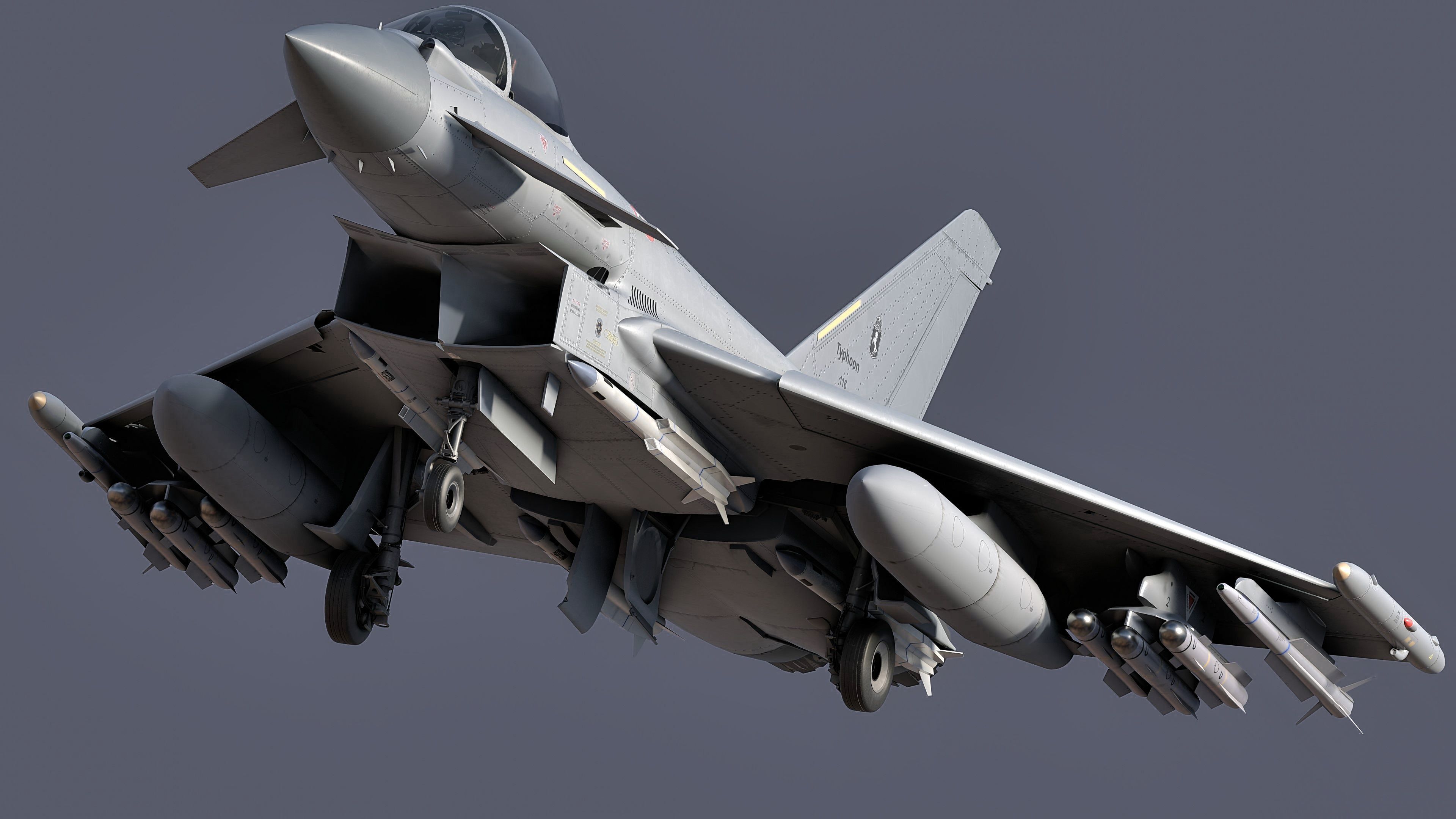 EuroFighter Typhoon Fully Rigged with High Resolution Cocpit Low-poly 3D model_9