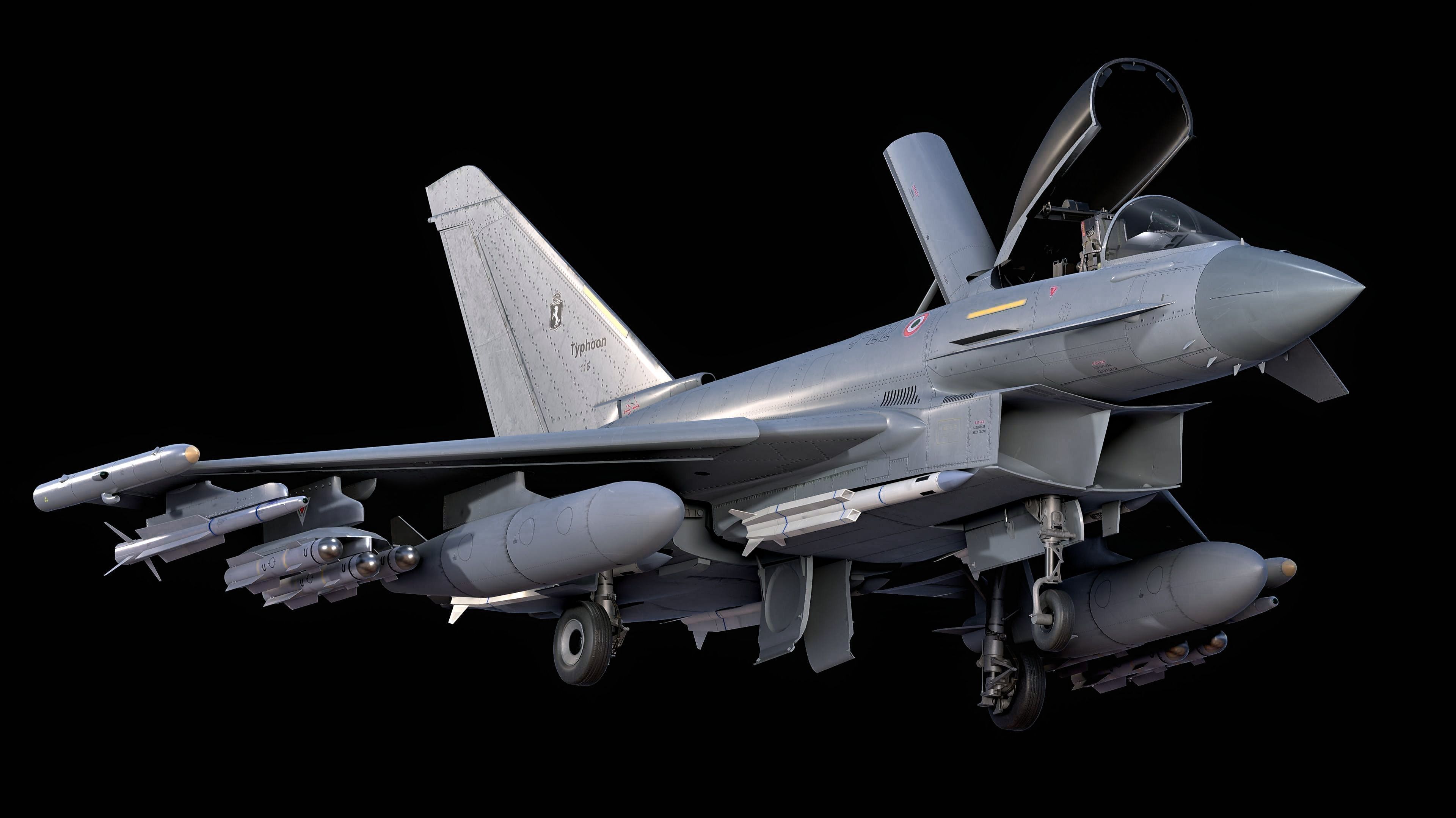 EuroFighter Typhoon Fully Rigged with High Resolution Cocpit Low-poly 3D model_16