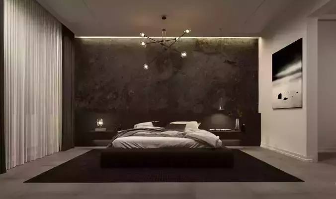Luxurious Bedroom And Dressing Room By Dvel 3D model