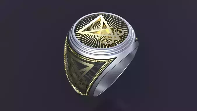 Men ring with the ancient symbols cnc model or 