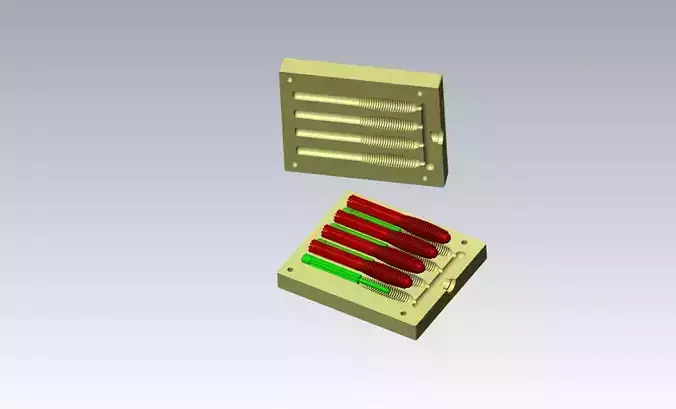  FISHING TUBE BAIT MOLD 125MM  4 CAVITY 3D print model