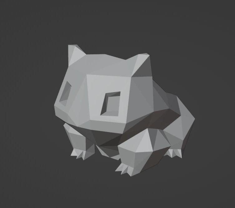 BULBASAUR LOW POLY PLANT POT 3D print model_2