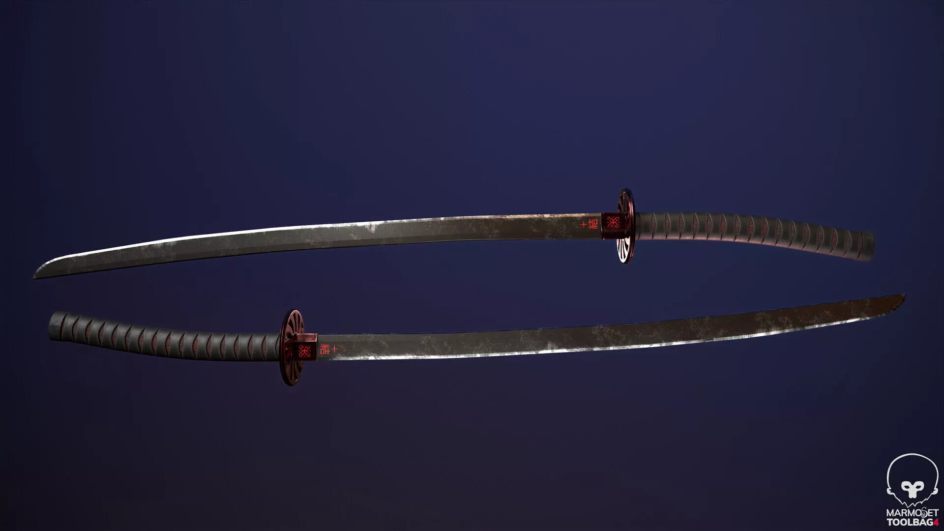 Gameready Katana weapon 3D Model Low-poly 3D model