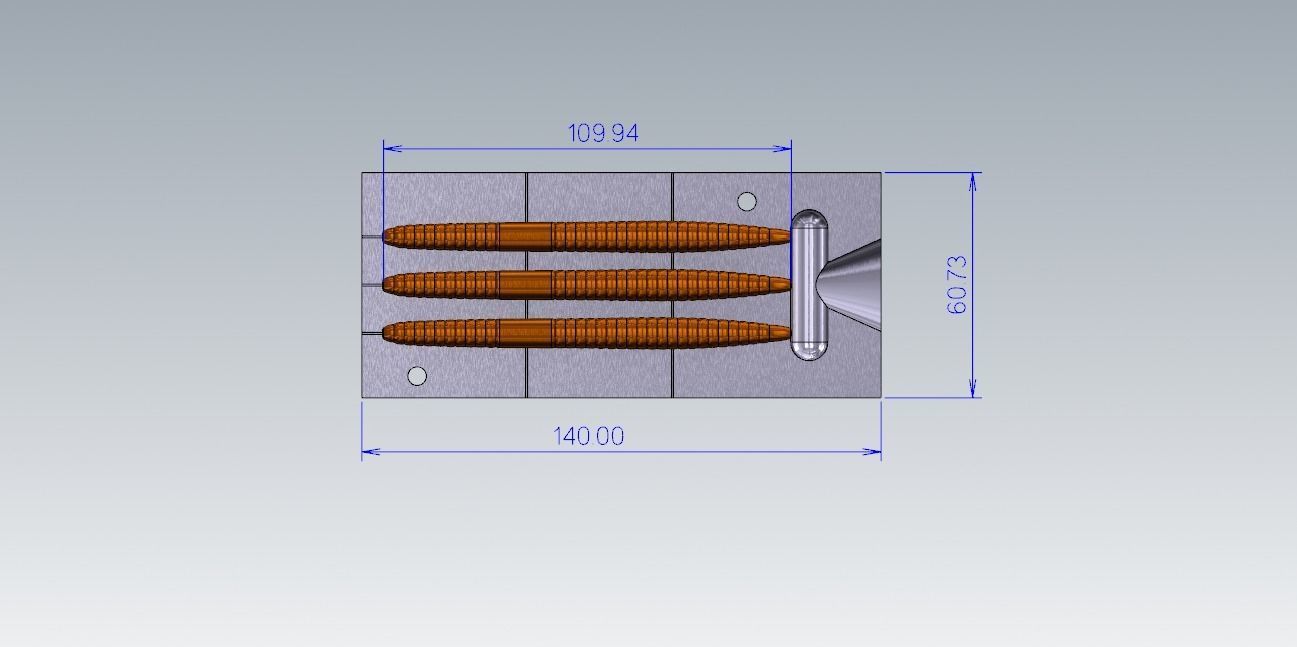  WORM LURE MOLD  3D print model_1