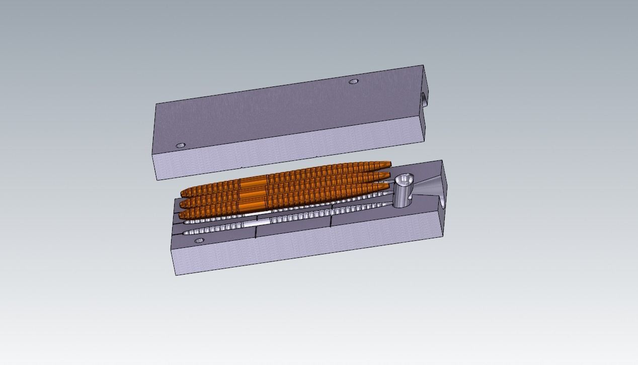  WORM LURE MOLD  3D print model_2