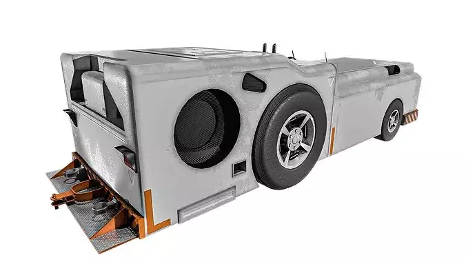 Baggage Tractor Low-poly 3D model 7