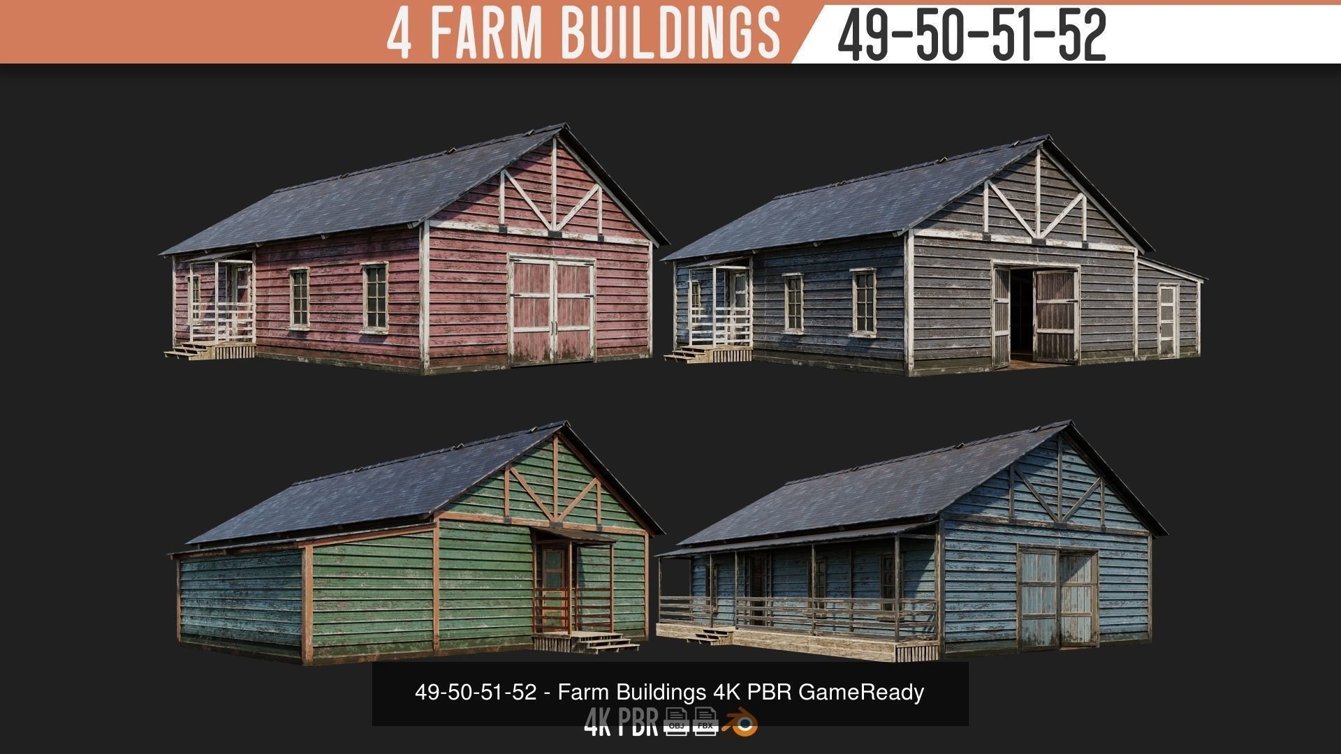 41-80 FARM BUILDINGS PACK 4K PBR Textures GameReady 3D Model Collection_19