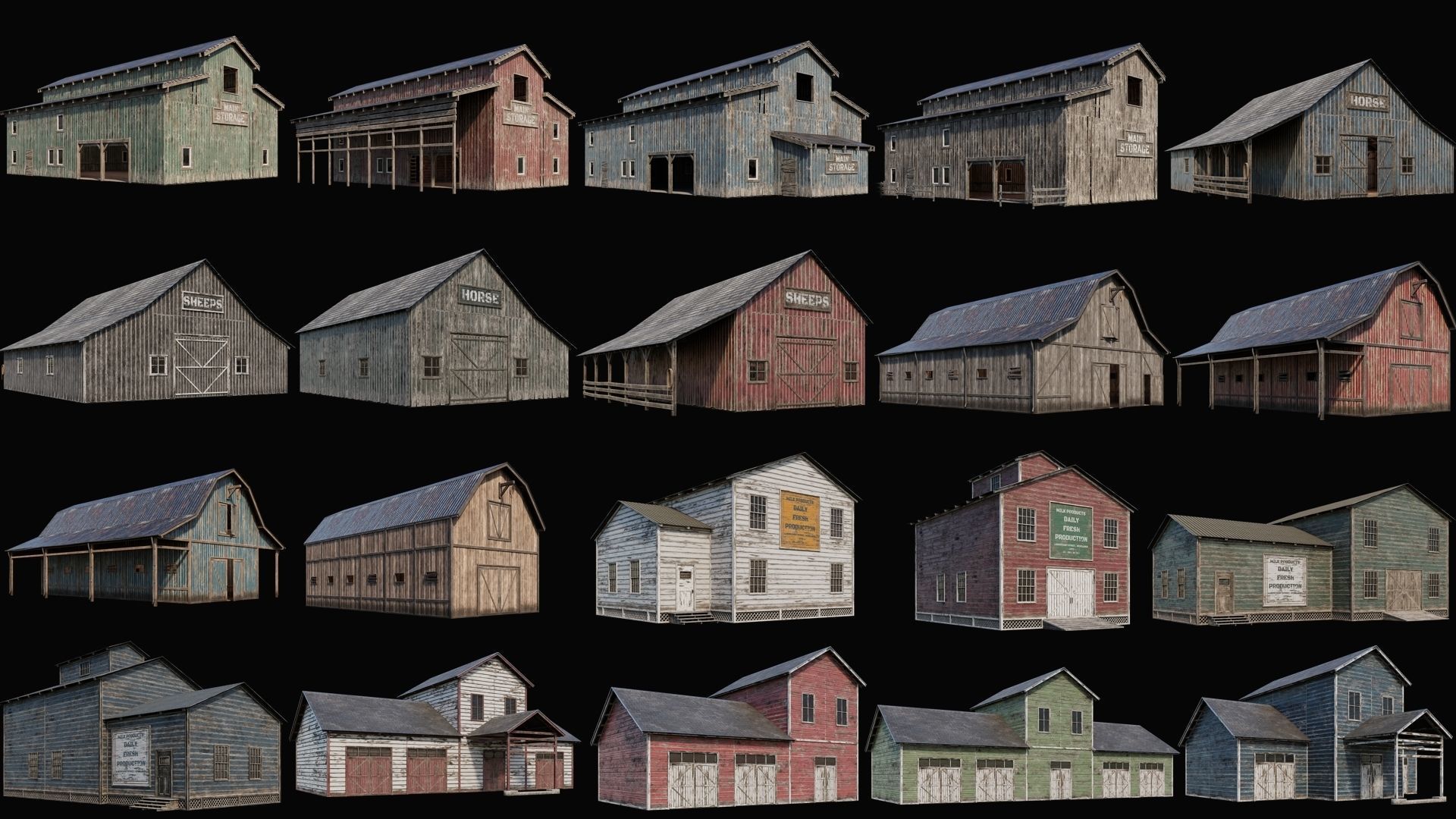 41-80 FARM BUILDINGS PACK 4K PBR Textures GameReady 3D Model Collection_2