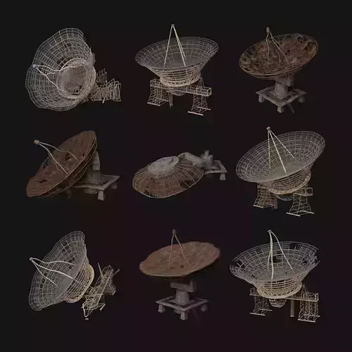 POST APO SATELLITE ANTENNA DISH IMPROVISED DESTROYED COLLECTION Low-poly 3D model