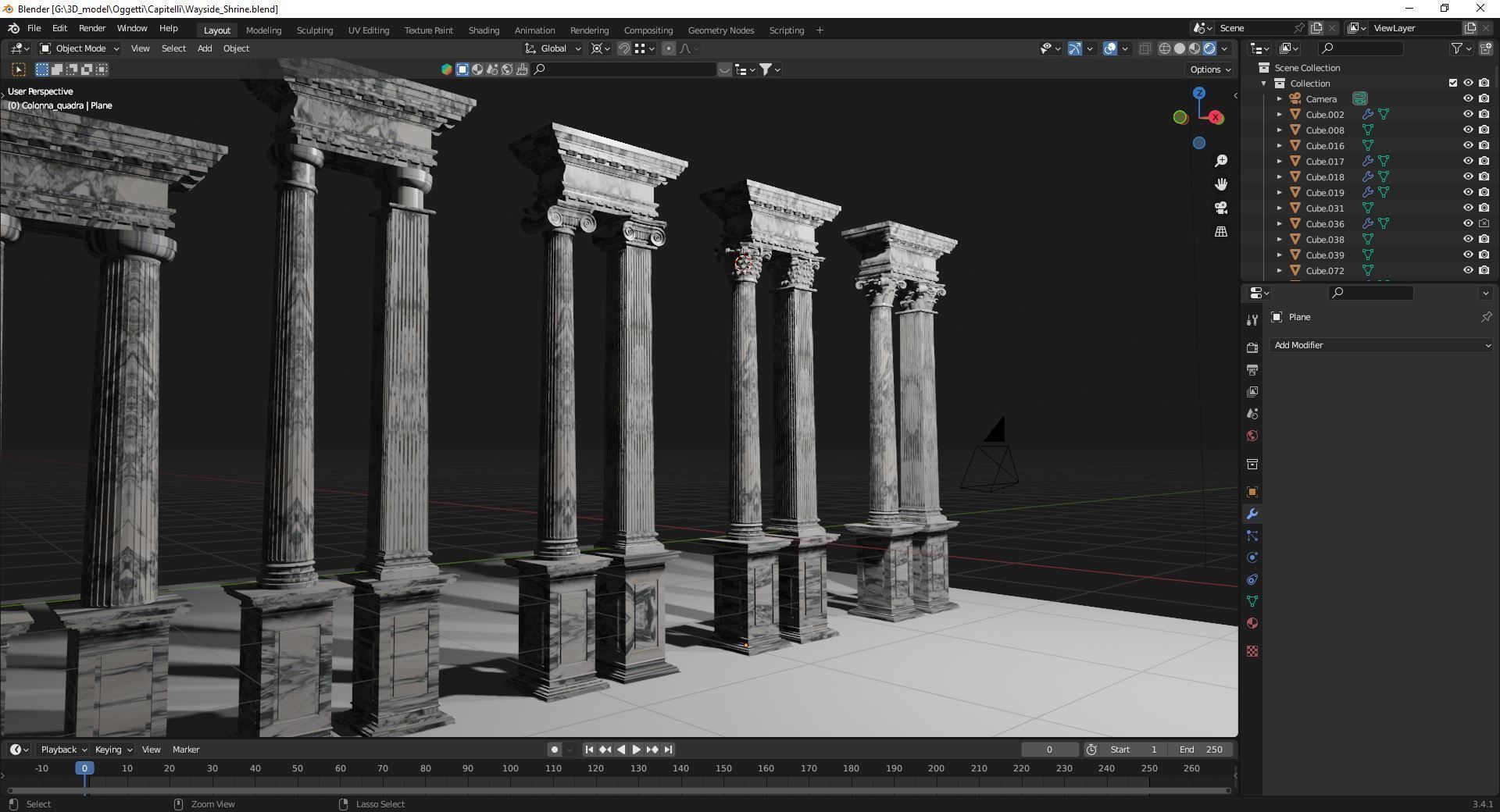 Columns in 5 styles  Game ready and printable Low-poly 3D model_9