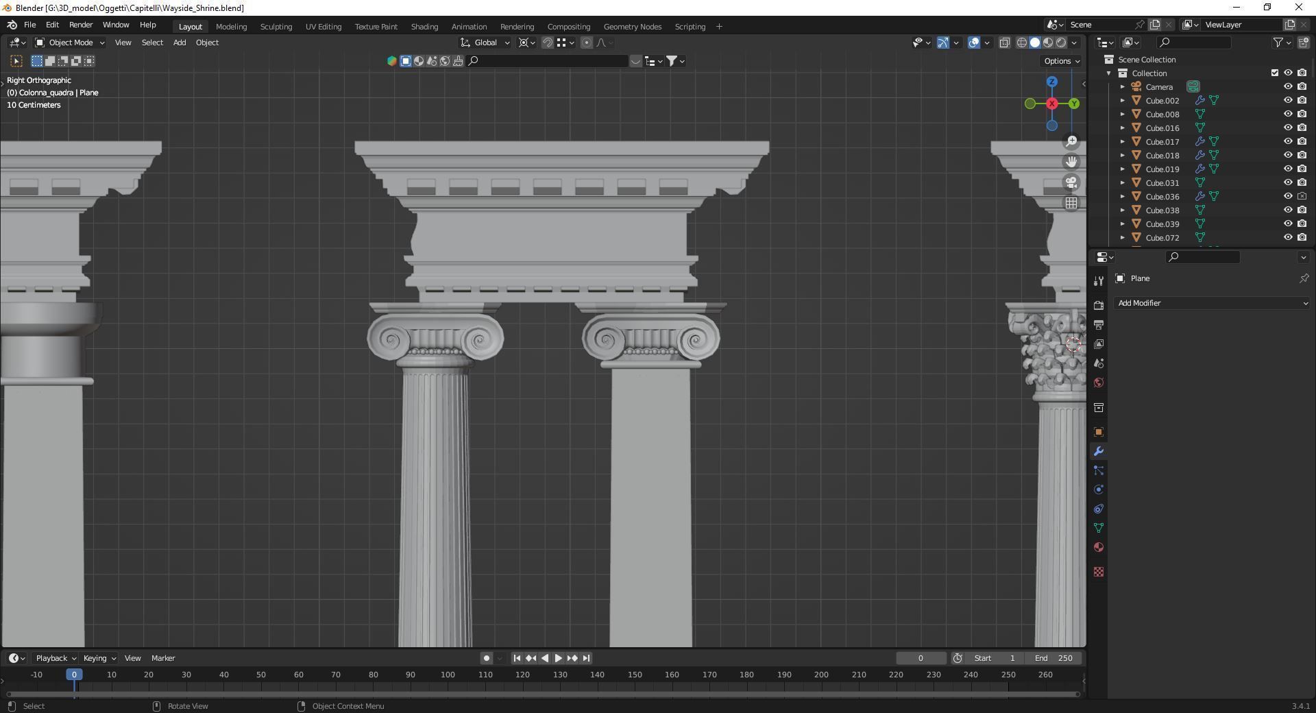 Columns in 5 styles  Game ready and printable Low-poly 3D model_5