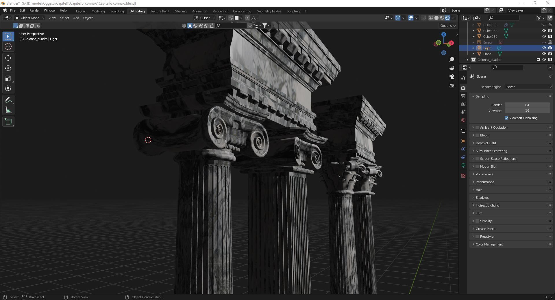 Columns in 5 styles  Game ready and printable Low-poly 3D model_1
