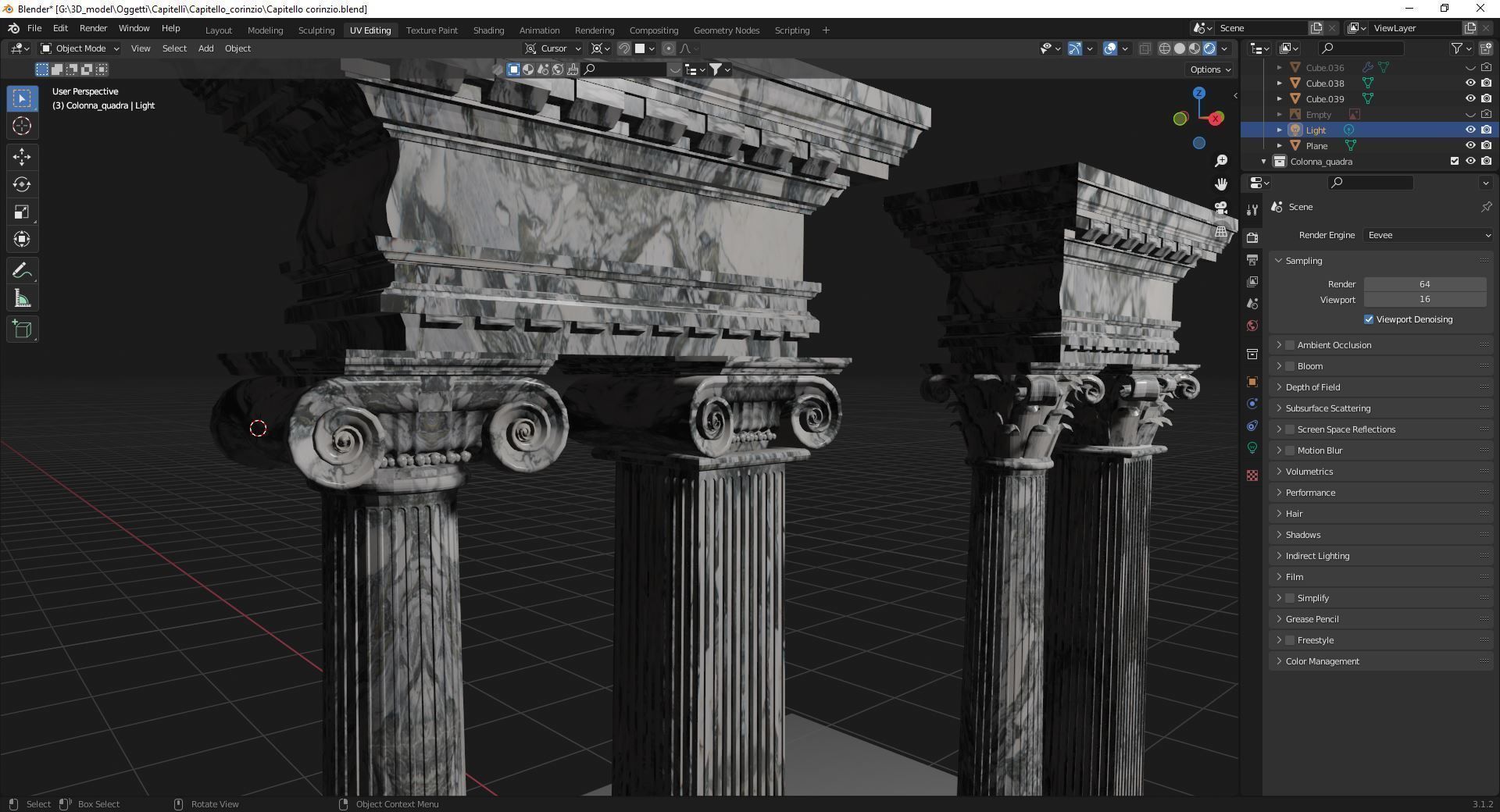 Columns in 5 styles  Game ready and printable Low-poly 3D model_12