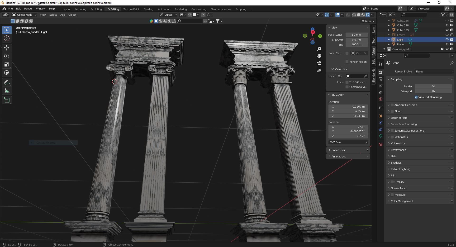 Columns in 5 styles  Game ready and printable Low-poly 3D model_11