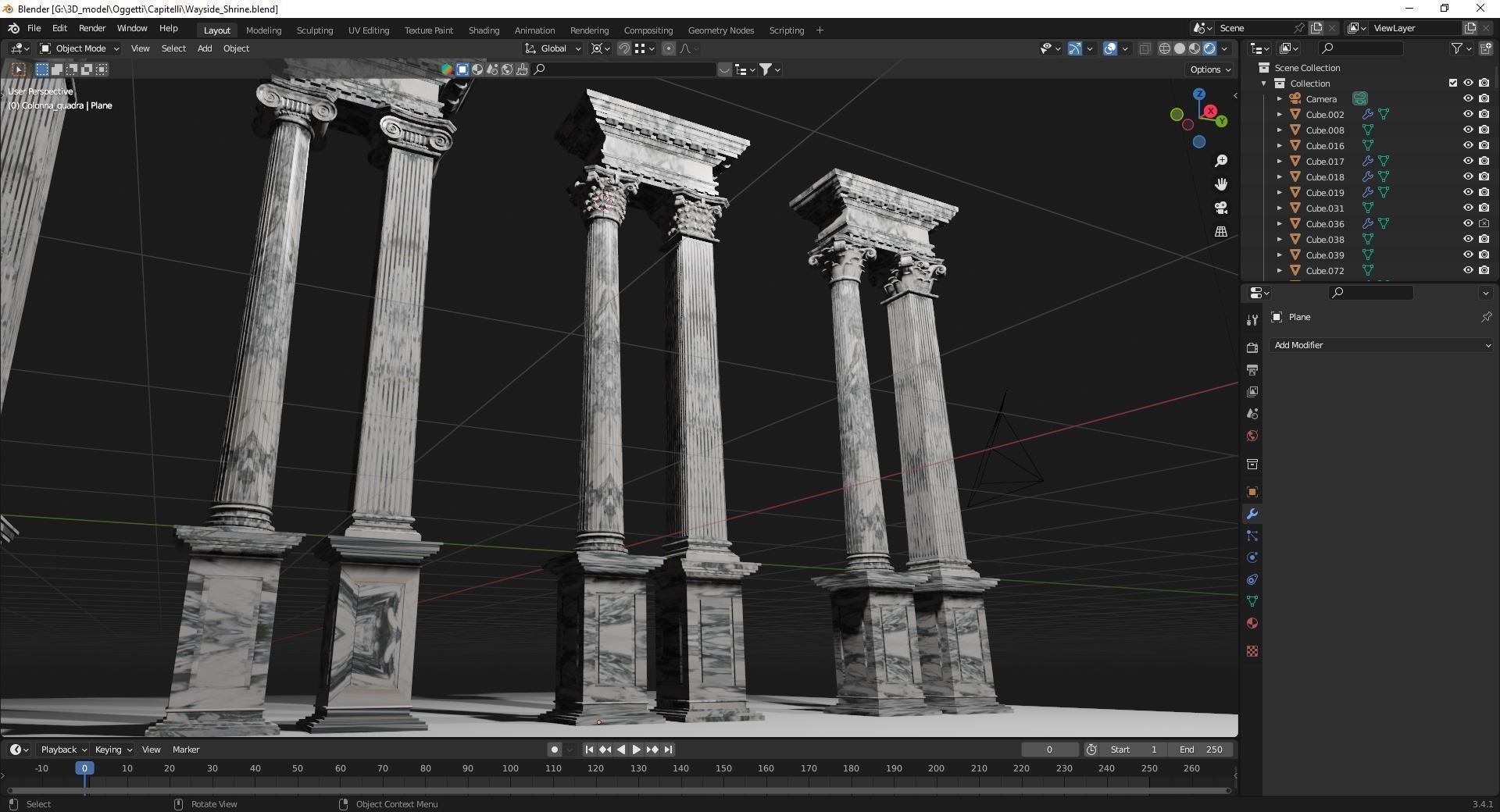 Columns in 5 styles  Game ready and printable Low-poly 3D model_4