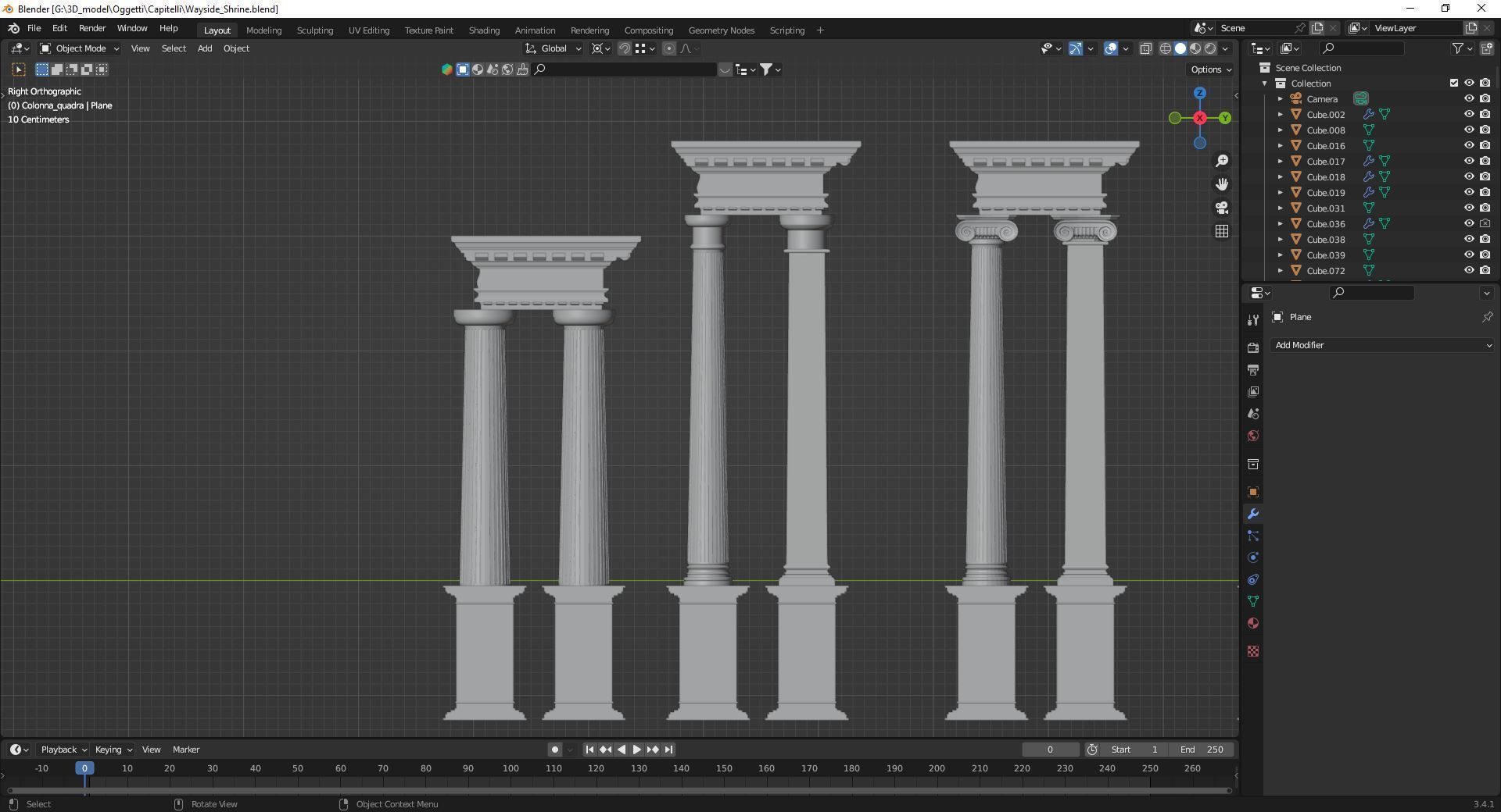 Columns in 5 styles  Game ready and printable Low-poly 3D model_10