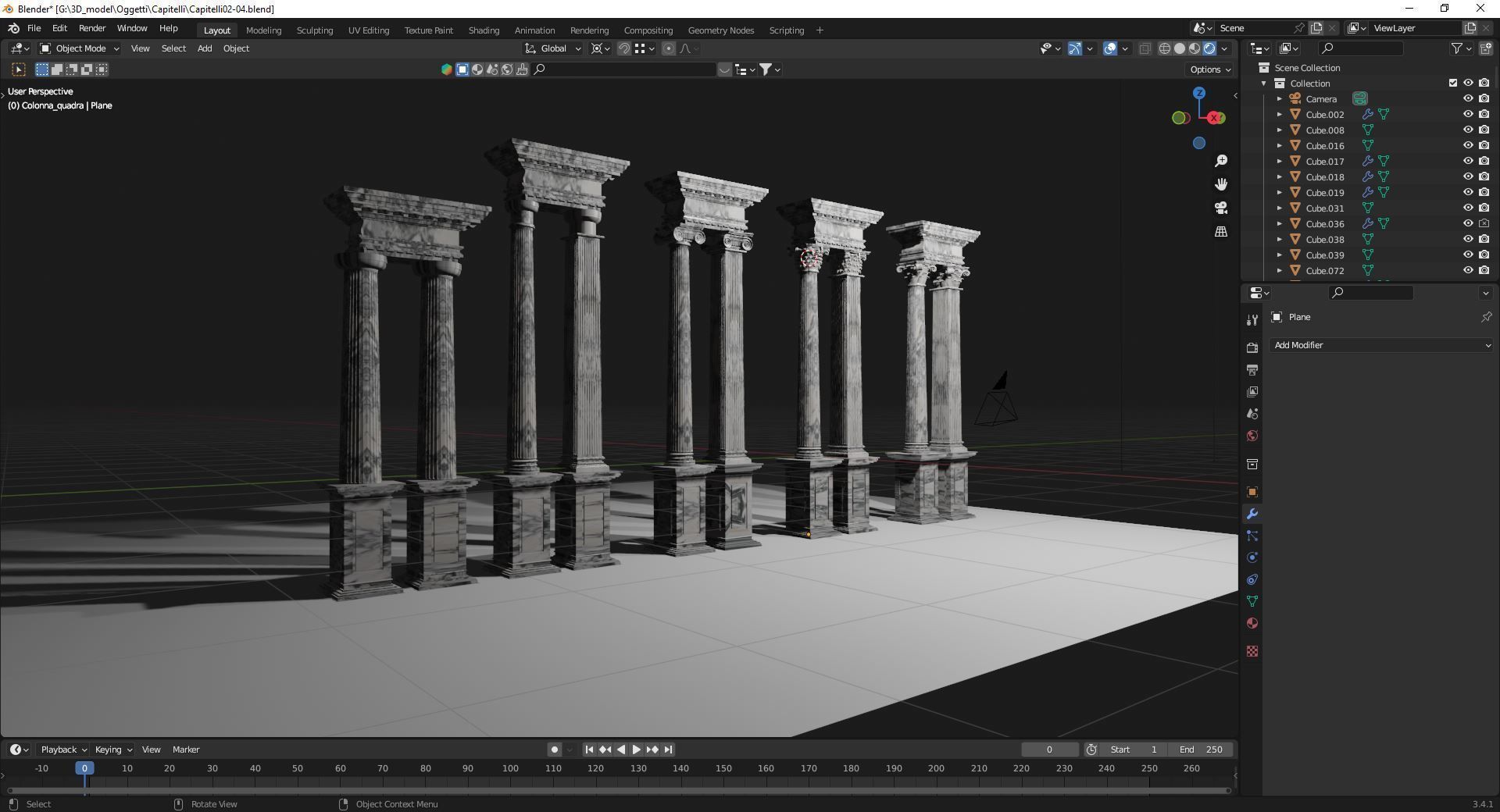 Columns in 5 styles  Game ready and printable Low-poly 3D model_13