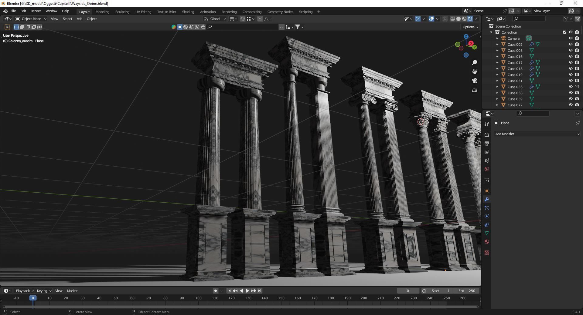 Columns in 5 styles  Game ready and printable Low-poly 3D model_6