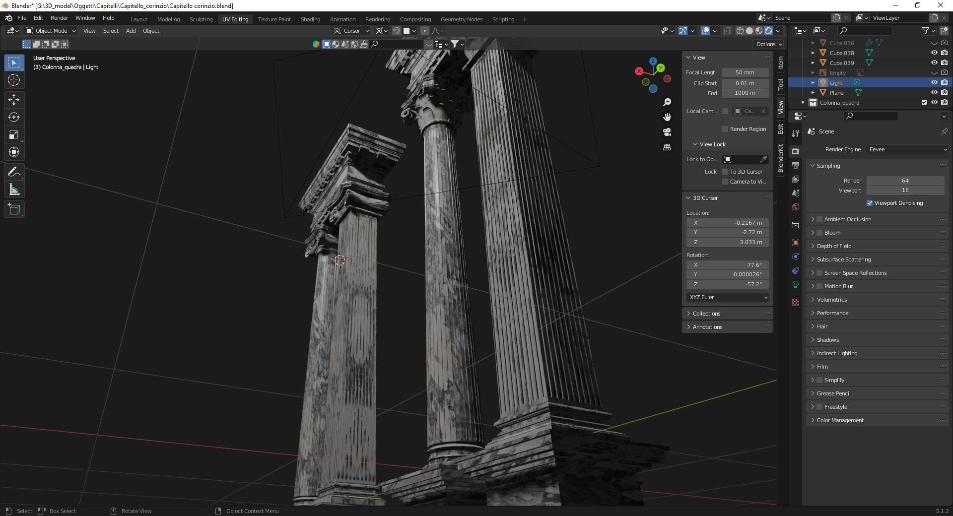Columns in 5 styles  Game ready and printable Low-poly 3D model_2