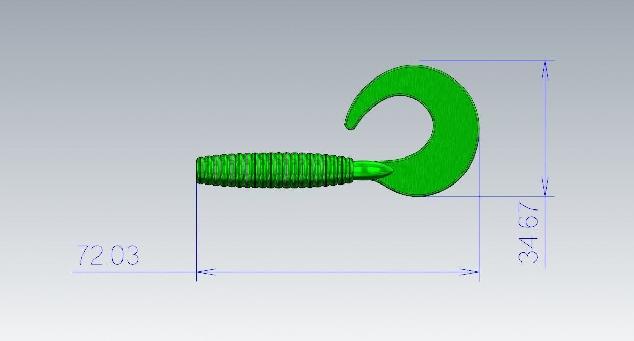SOFT BAIT TWISTER LURE MOLD DESIGN 3D print model_1