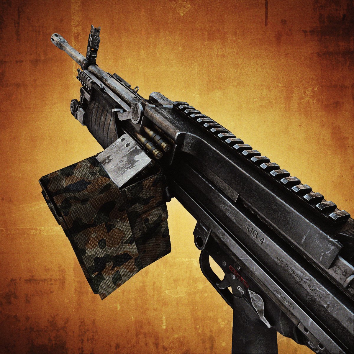 MG4 Machine Gun Low-poly 3D model_3