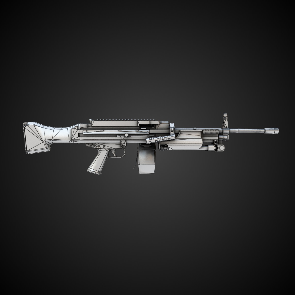 MG4 Machine Gun Low-poly 3D model_5