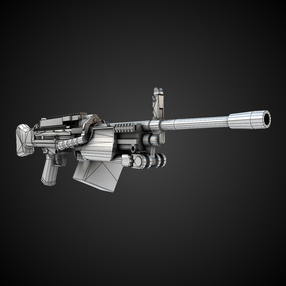 MG4 Machine Gun Low-poly 3D model_6