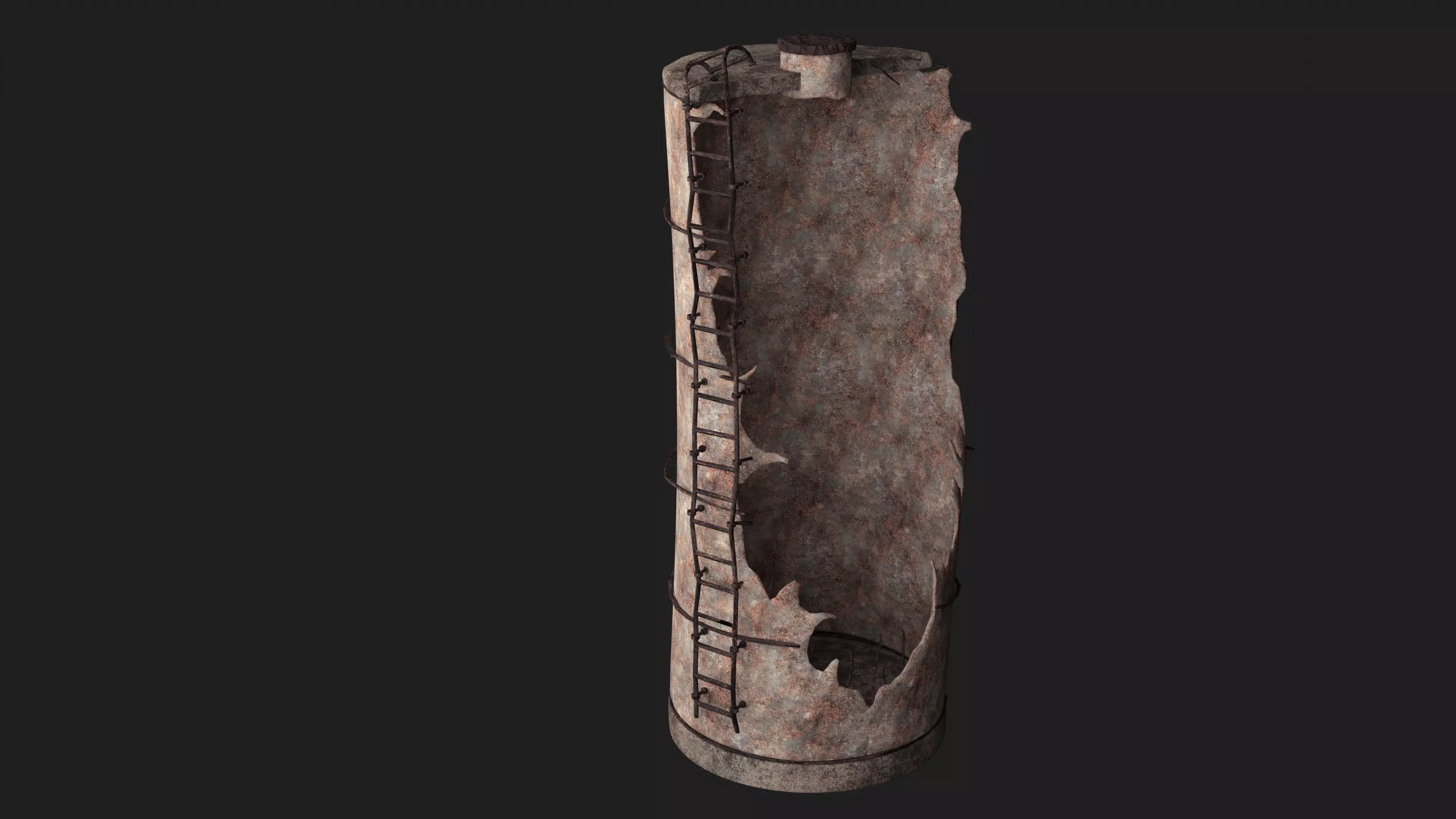 POST APO SILO SILOS RUINS TANK DESTROYED SURVIVAL COLLECTION Low-poly 3D model