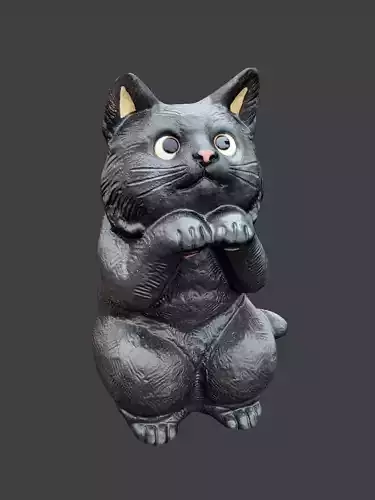 Cute standing Cat Shigaraki Pottery figure 3D print model