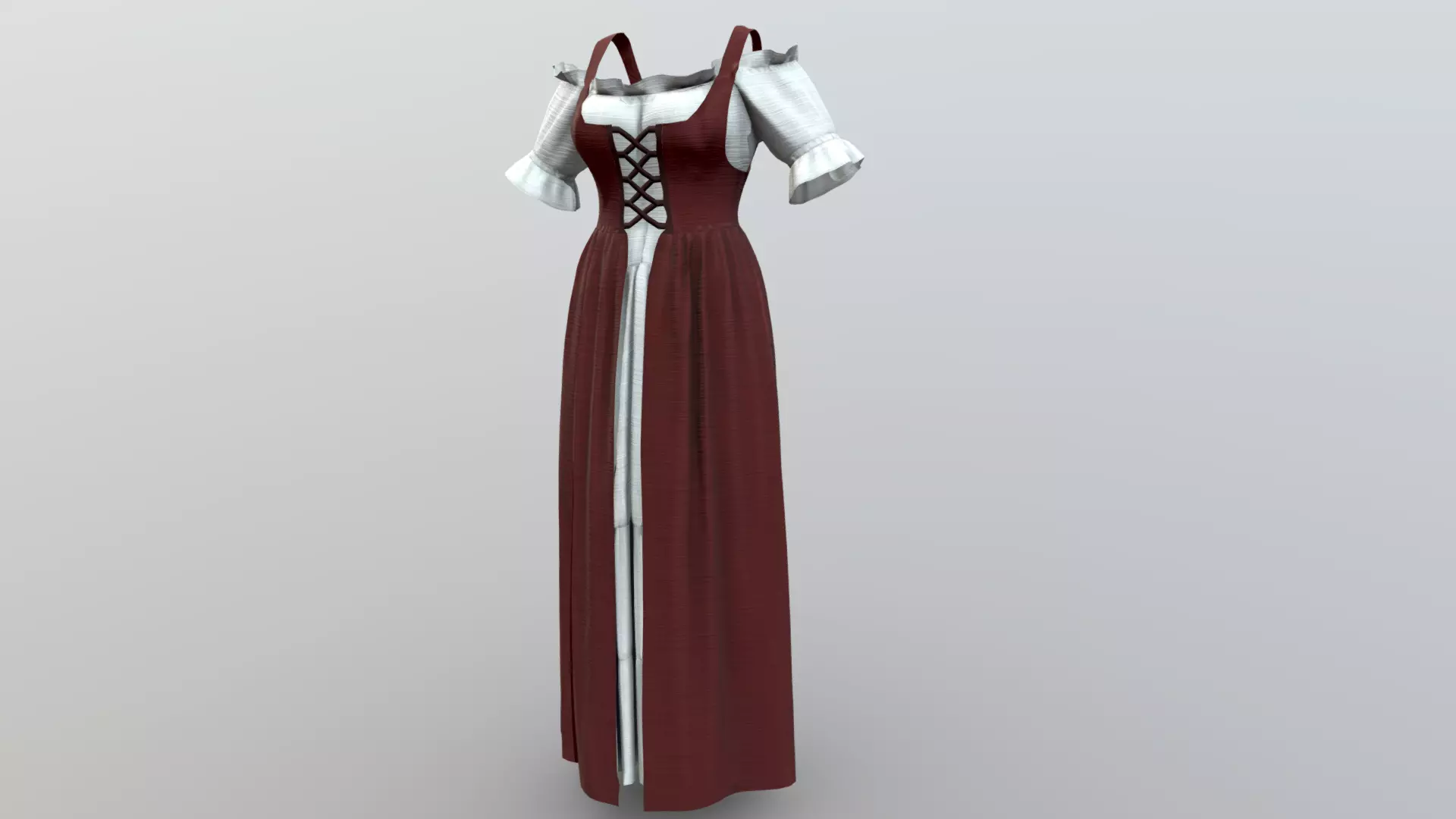 Medieval Dress Low-poly 3D model_0