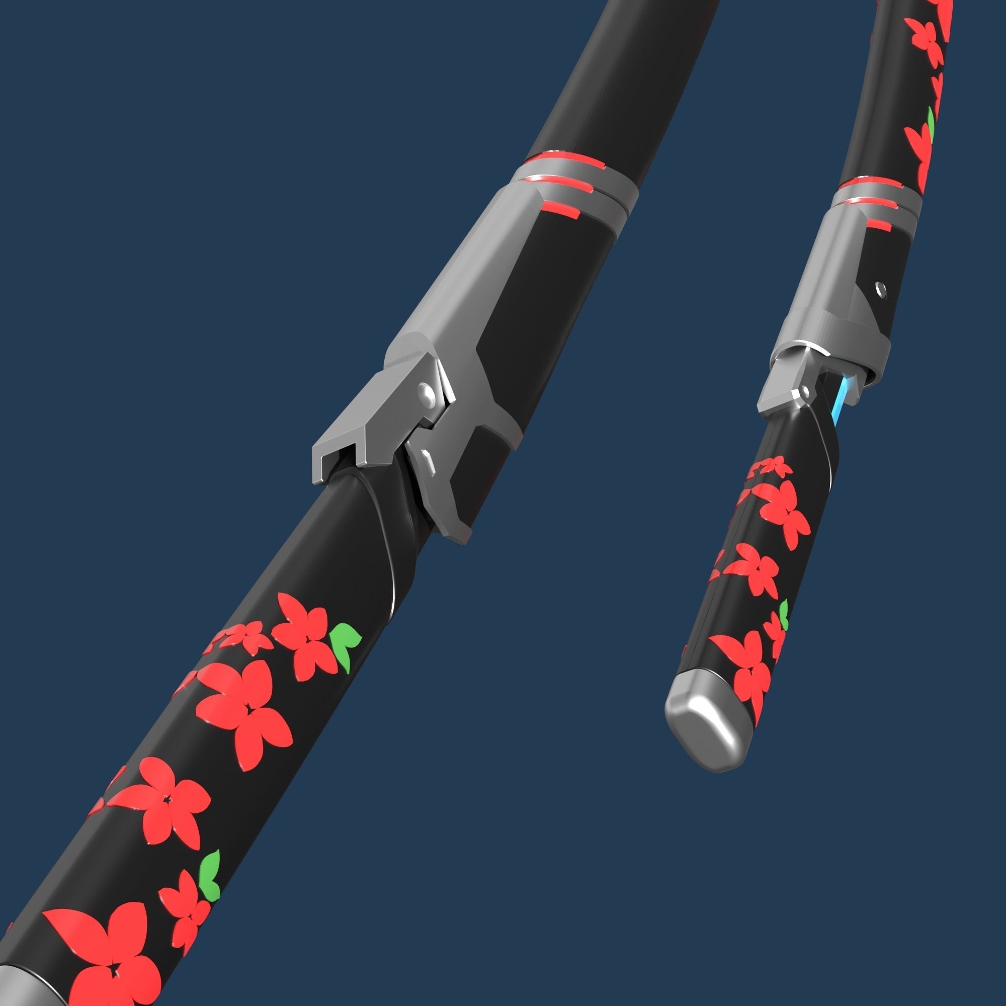 Genji Cyber Demon Katana and Knife - Overwatch 2 - cosplay props 3D print model_3