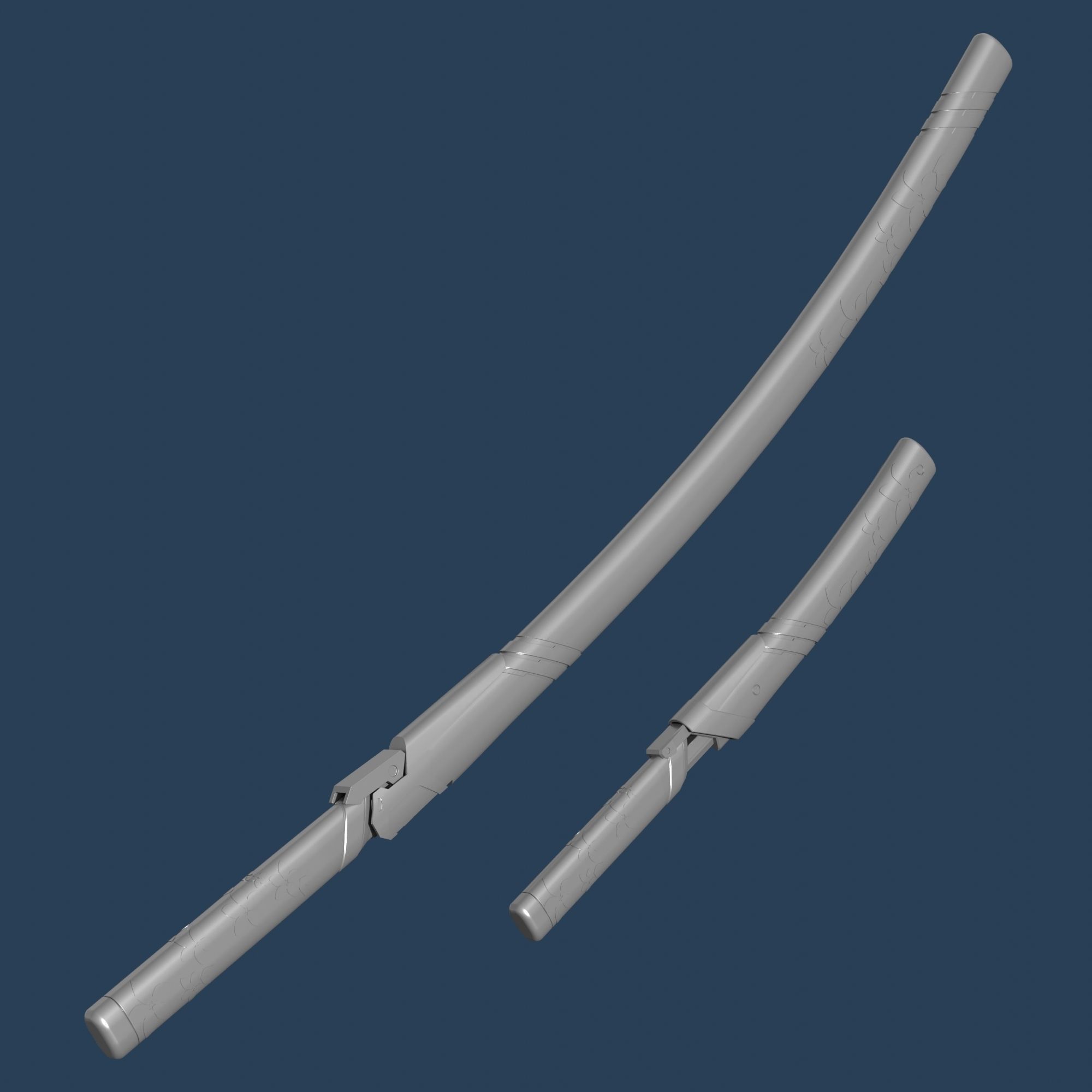 Genji Cyber Demon Katana and Knife - Overwatch 2 - cosplay props 3D print model_8