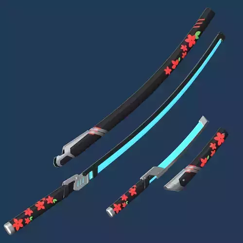 Genji Cyber Demon Katana and Knife - Overwatch 2 - cosplay props 3D print model