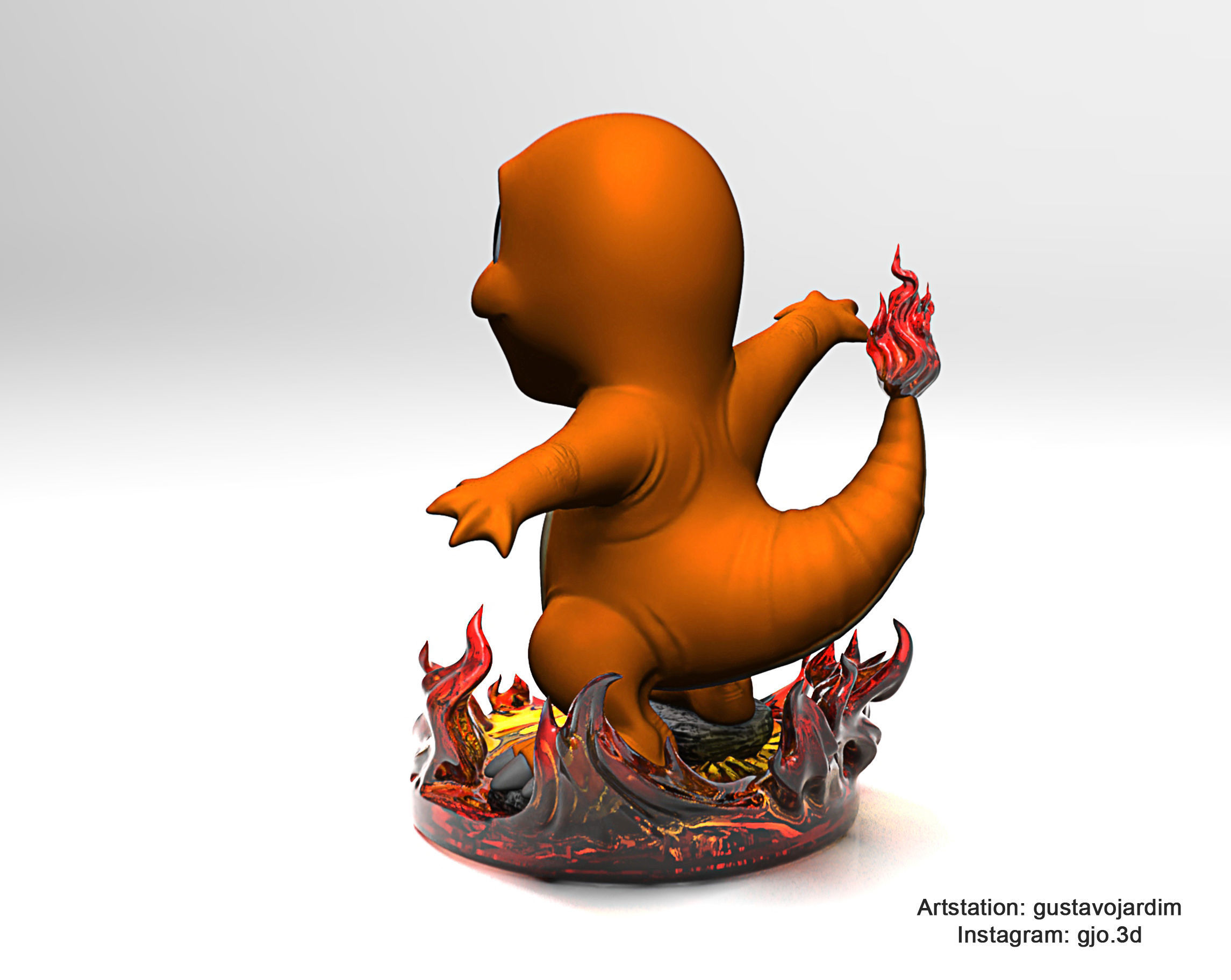 Pokemon Charmander premium STL 3D print model_4