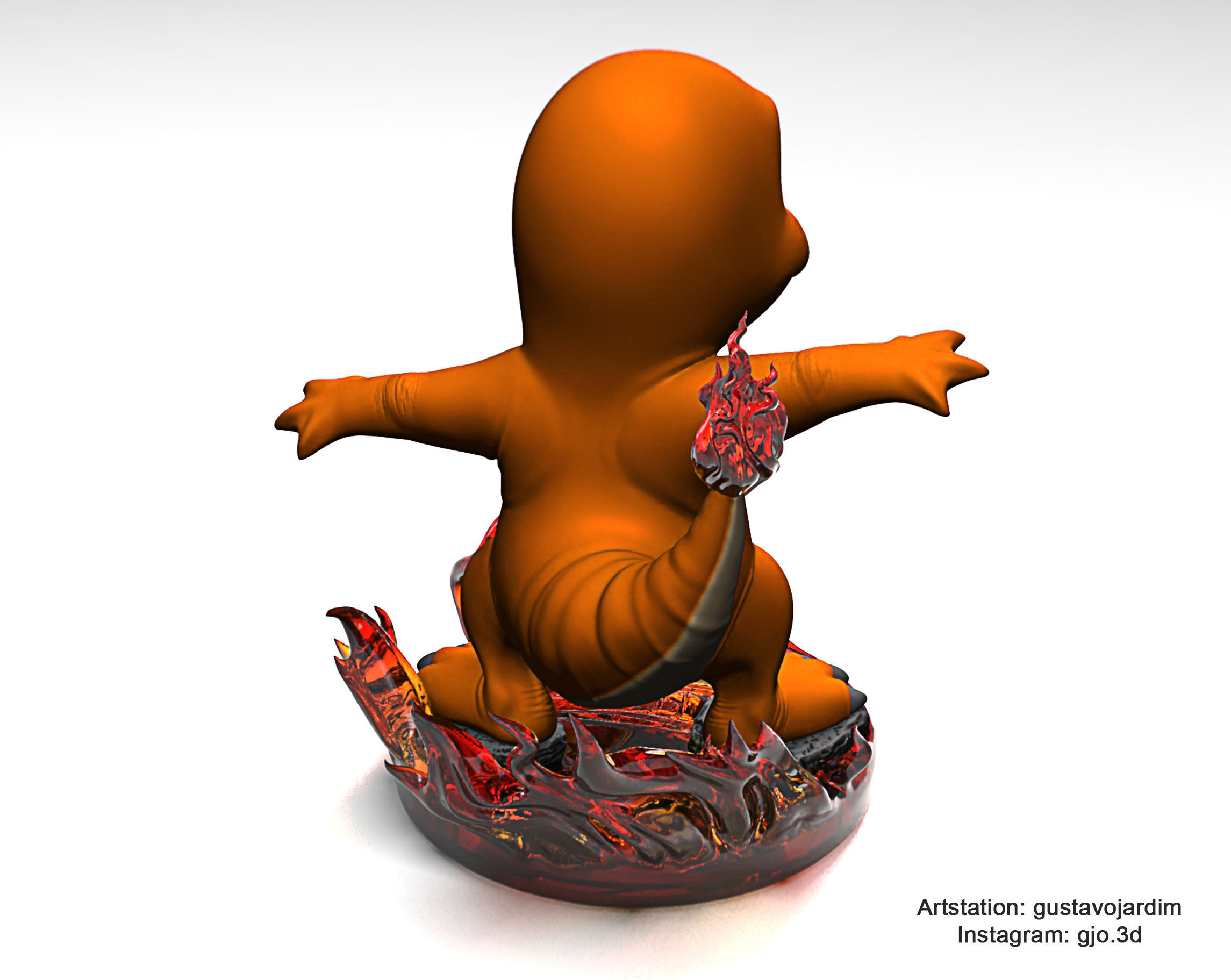 Pokemon Charmander premium STL 3D print model_3