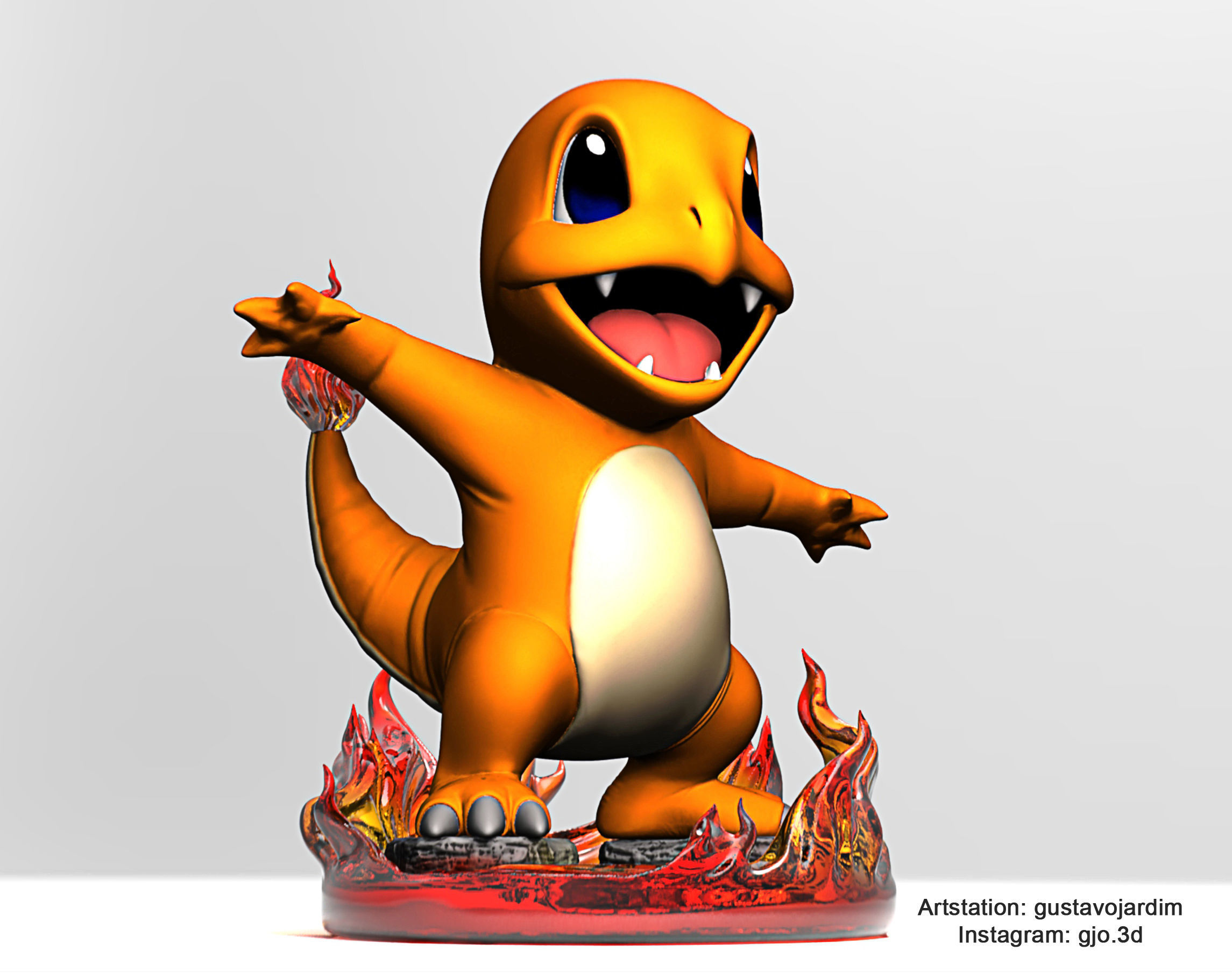 Pokemon Charmander premium STL 3D print model_1