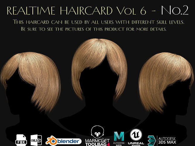 Realtime Haircard Vol 6 - No2 Low-poly 3D model
