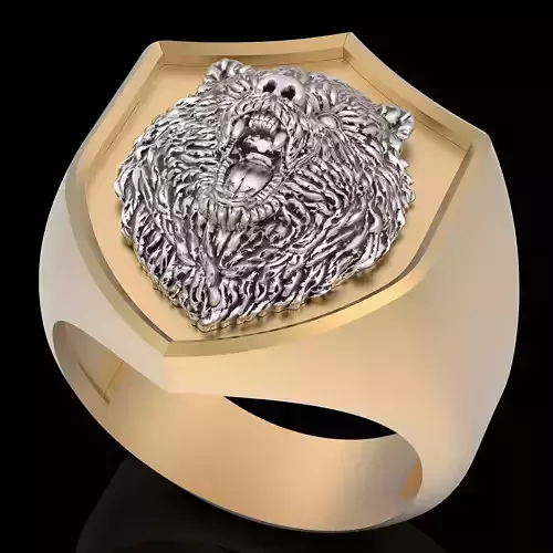 Bear Man ring silver gold printable jewelry 3D model