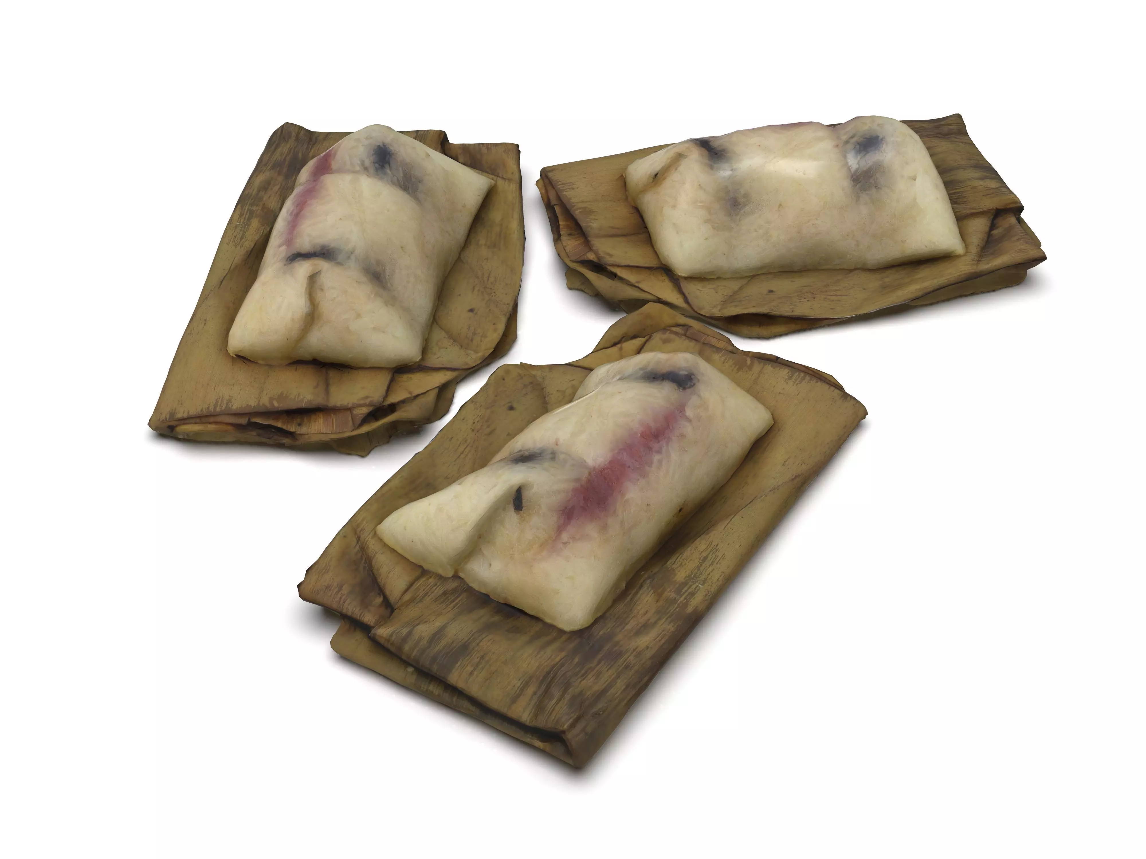 Khao Tom Mat Coconut Sticky Rice with Banana Filling Thai Unwrap Low-poly 3D model